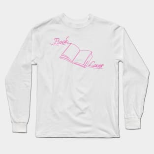 Simple bookish pink line design for readers Long Sleeve T-Shirt